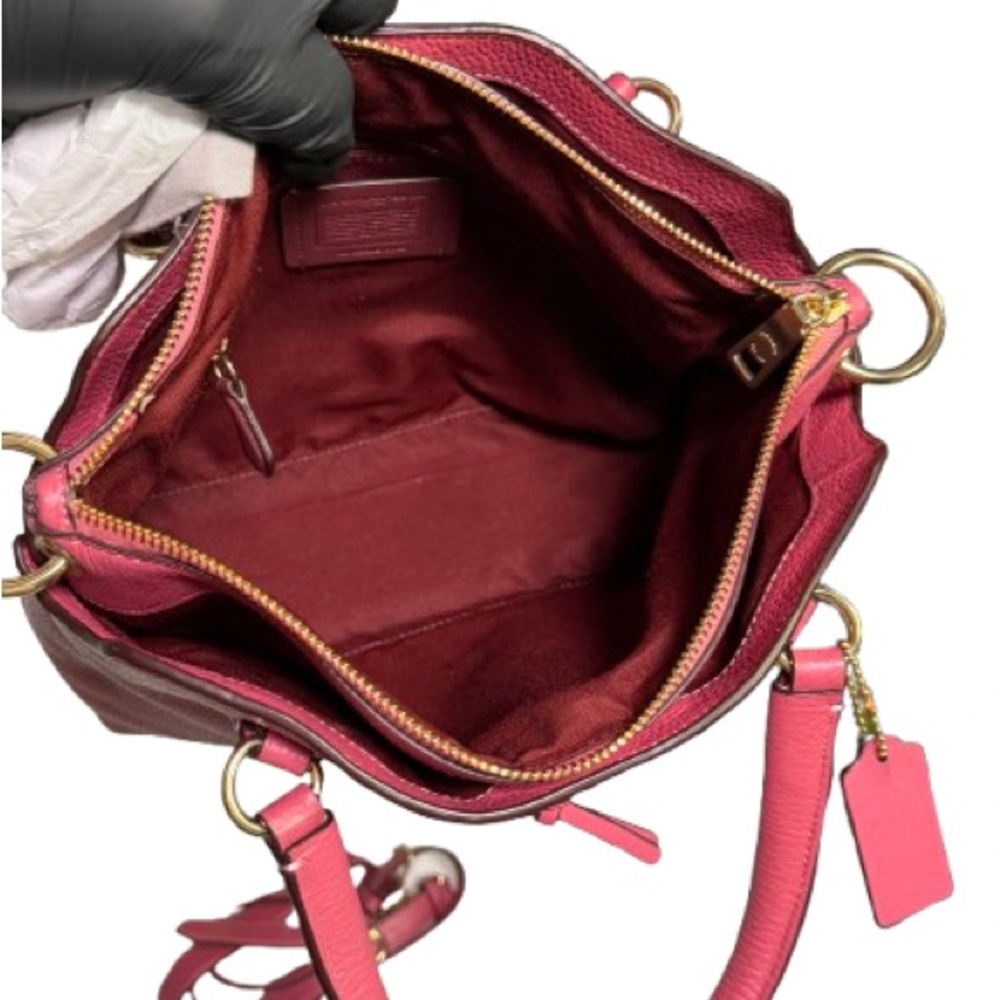 Coach Raspberry Leather Handbag - Picture 7 of 8
